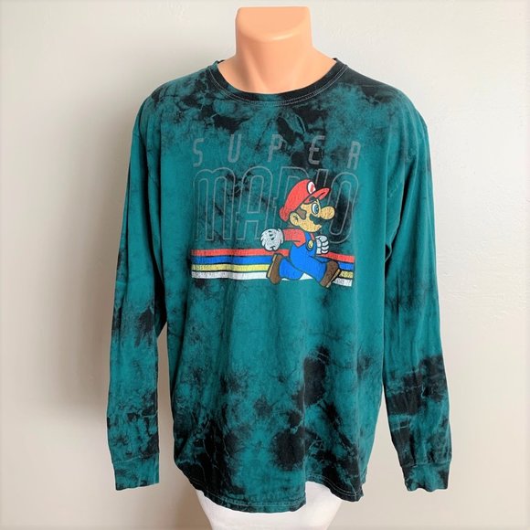 Nintendo Other - Super Mario Green & Black Cloud Dye Long Shirt